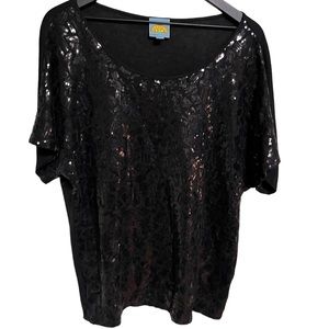 C & C black sequined top size small